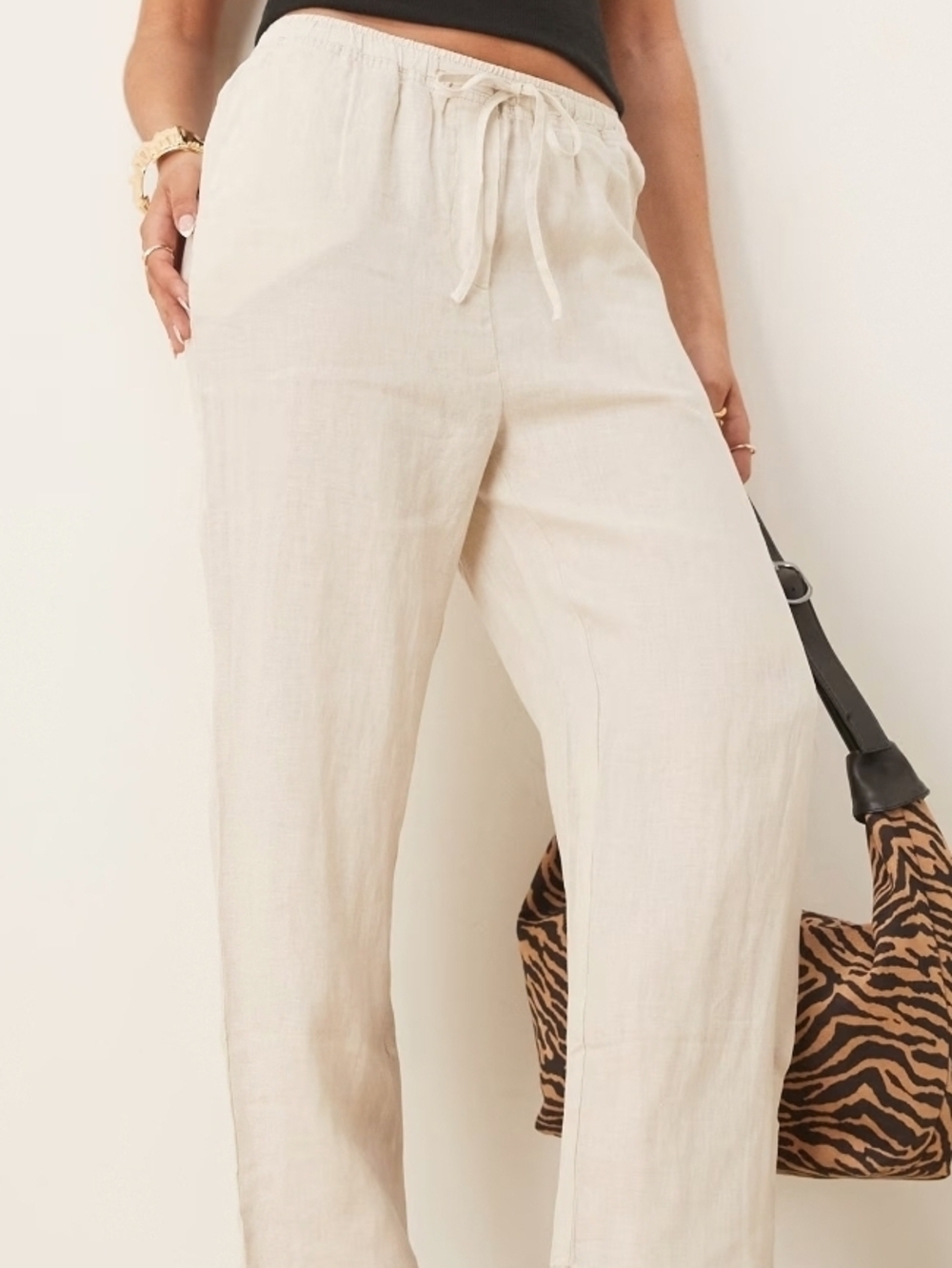 Mango | Tie Waist Linen Pants